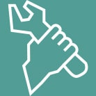 hand holding a wrench icon