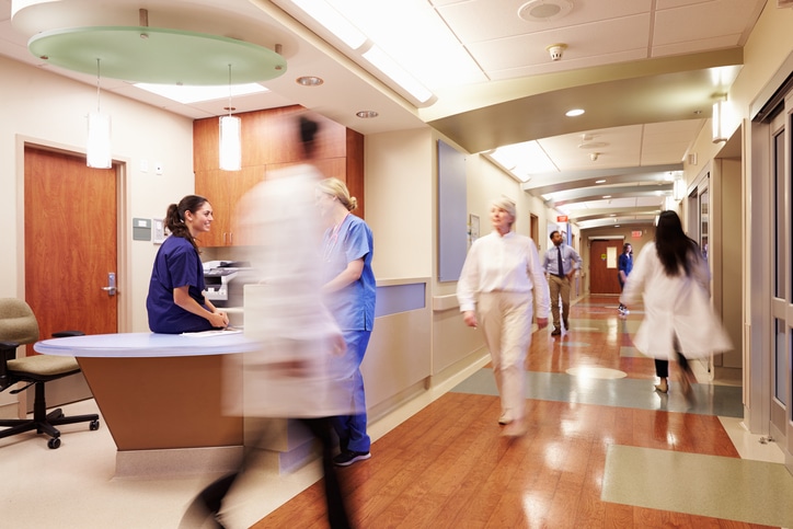 Busy emergency department in a hospital