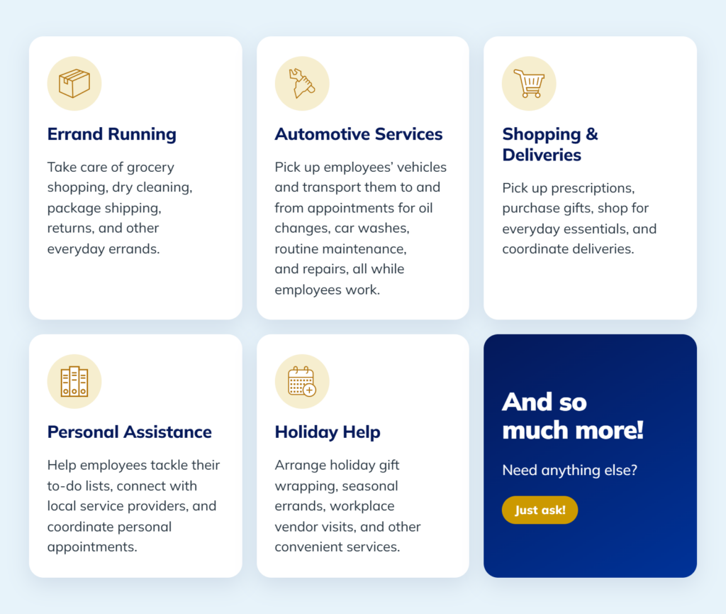 examples of on-site concierge services a corporate concierge service can provide